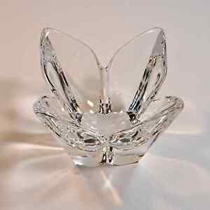 Orrefors Lotus Crystal Art Glass Candle Holder Signed