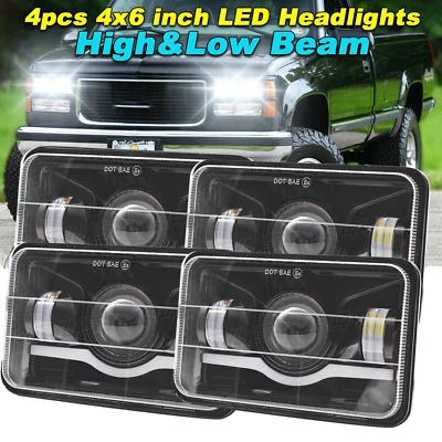 Faros LED de 4x6 pulgadas haz sellado alto/bajo de 4 piezas para GMC V2500 SUBURBAN 1989-1991 Foto 1 de 4