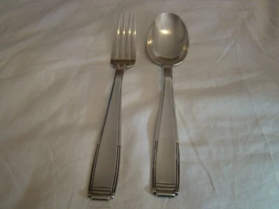 Couvert Art Déco, en argent massif, poinçon Minerve 1er titre poids 160 g #1194# - Photo 1/4