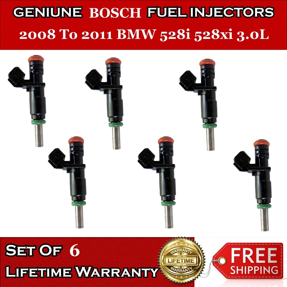 Juego de 6 inyectores de combustible originales para BMW 528i 528xi 2008 a 2011 3,0 L #7531634  Foto 1 de 1