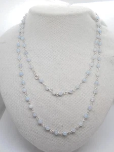 Collana in Acquamarina Naturale e Argento 925 - Girocollo Pietra Dura Azzurra - Foto 1 di 8