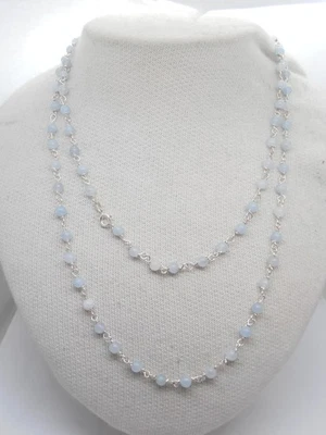Collana in Acquamarina Naturale e Argento 925 - Girocollo Pietra Dura Azzurra - Immagine 1 di 4