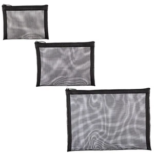 Bolsa de almacenamiento de maquillaje de viaje de gran capacidad para artículos de tocador de malla pequeña de 3 piezas - Imagen 1 de 12