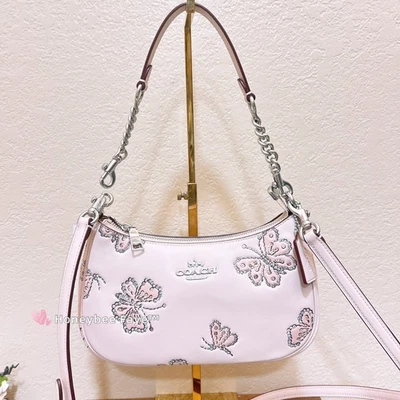 NWT Coach Teri Shoulder Bag With Butterfly Print CCE92 Silver/Seashell - Image 1 of 4