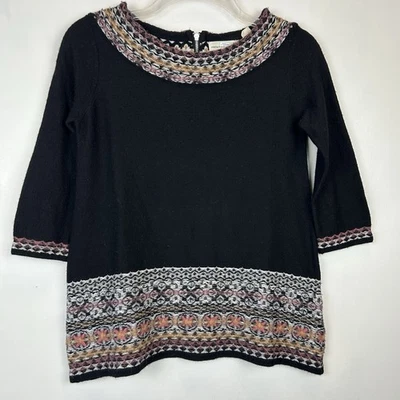 Anthropologie Sleeping On Snow Sweater XS Floral Embroidered Acrylic Wool Blend - Image 1 of 4