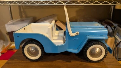 Vtg 1960's Tonka Pressed Steel Toy Blue and White Jeep - Image 1 of 4
