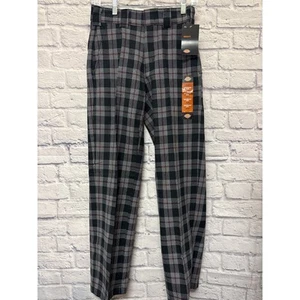 Dickies Black & Grey Plaid Burgundy Stripe Straight Regular Fit Work Pants 28x32 - Picture 1 of 5