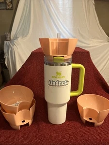 Set Of 4 Pink Water Bottle Snack Bowls Fit Over Stanley Mugs 3”H x 5”W BRAND NEW - Picture 1 of 4