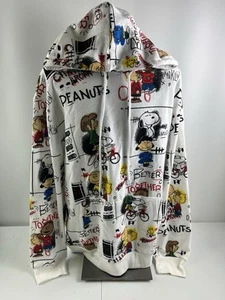 Felpa con cappuccio Peanuts Snoopy And Charlie marrone stampa all over nuova con etichetta taglia large - Foto 1 di 4