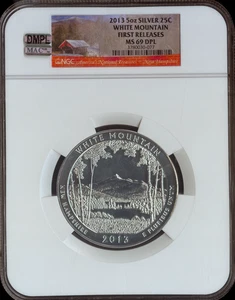 2013 WHITE MOUNTAIN PARK  5 OZ SILVER QUARTER NGC MS69 DPL MAC FINEST &SPOTLESS. - Picture 1 of 2