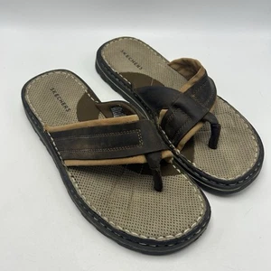 Skechers Sandalen Flip Flop Herren 11 Riemen braun Leder Sommer Urlaub 60393 - Bild 1 von 8