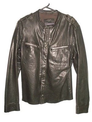 Men's All Saints REBELL LEATHER SHIRT jacket overshirt L (ref47) £99.99!!!!! - Image 1 of 4