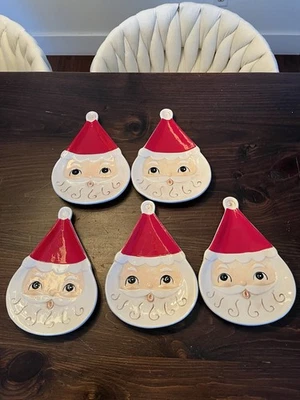 8" Johanna Parker Transpac Santa Face Plate Spoon Rst Retro Vntg Christmas Decor - Image 1 of 4