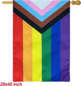 AMZFLAG Progress Pride House Flag 28x40 Inches Outdoor, Double inches  - Picture 1 of 6