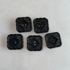 5er Set Kunststoff Schwarz Quadratisch Knöpfe 11/16" - Bild 1 von 7