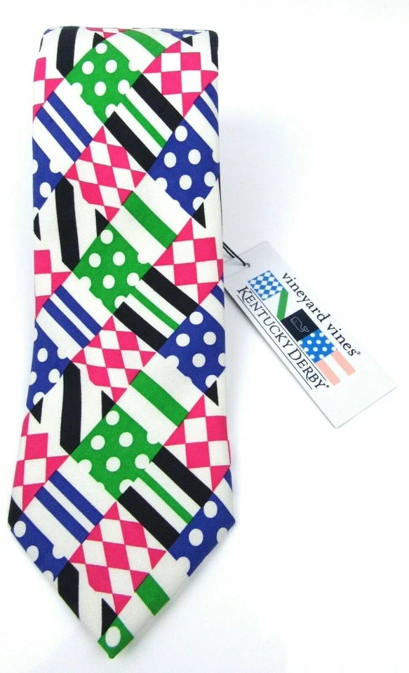 Vineyard Vines Kentucky Derby Patchwork Tie Necktie 100 Silk