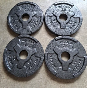 Vtg WEIDER 2.5 Lb. Weights 1" Hole Set Of 4 Lifting Training Cast Iron - Picture 1 of 3