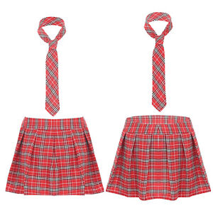 Women School Girl Sexy Role Play Uniform Mini Plaid Skirt with Necktie Party