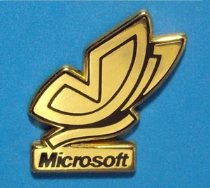 MICROSOFT - LIGHT GOLD COLOR BUTTERFLY LOGO - RARE VINTAGE ARTHUS BERTRAND PIN - Picture 1 of 1