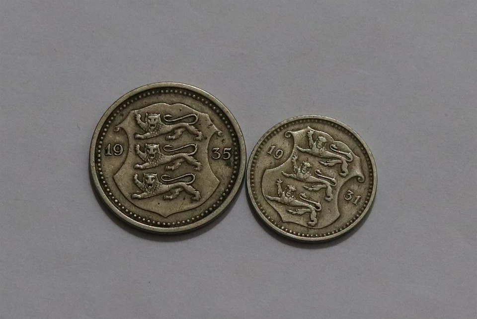 🧭 🇪🇪 ESTONIA 10 SENTI 1931 + 20 SENTI 1935 B34 #16N ZB35 - Image 1 of 2