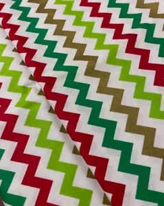 RTC FABRICS Christmas Chevron Cotton By the Yard New From Bolt Holiday Fabric - Picture 1 of 2