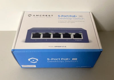 Amcrest 5 Port PoE+ Power Over Ethernet Switch (P/N: AMPS5E4P-At-65) - Image 1 of 2