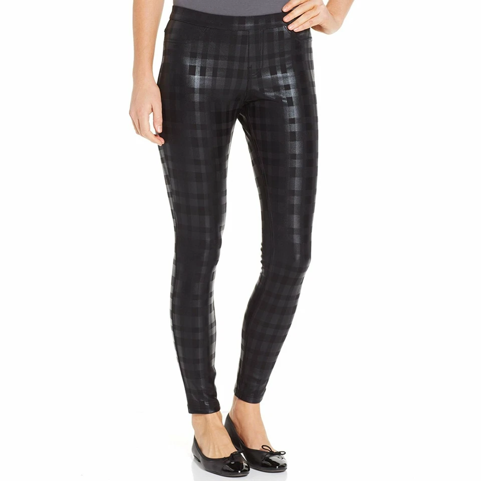 HUE Women's Black Plaid Print Ponte Leggings, Sz X-Small - Image 1 of 2