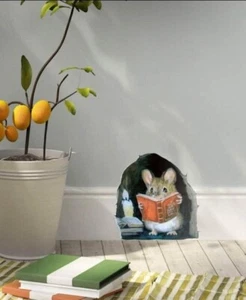 3D Mouse Hole Realistic Wall Sticker Mouse in a Hole Wall Decal Fun Art - Picture 1 of 3
