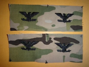 Set Of 2 Pairs Of US Military COLONEL Rank Camo Collar Devices *Uncut, Unused* - Picture 1 of 3