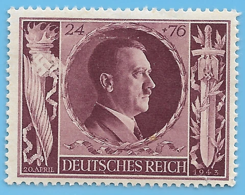 Germany WW2 German 1943 Swastika Adolf Hitler 24+76 Stamp WW2 Era  Mi# 848  #2 Cover