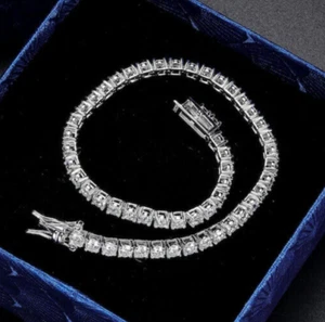 6.60CT GIA Certified CVD/Lab Grown Diamond Tennis Bracelet 925 Sterling Silver - Picture 1 of 14