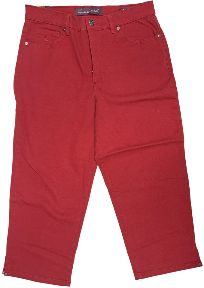 Pantalones capri para mujer Gloria Vanderbilt Amanda denim rojos remaches talla 6 clásicos Foto 1 de 1