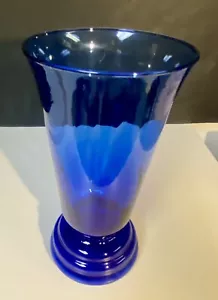 Vintage Hand Blown Cobalt Blue Art Glass Vase OPTIC SWIRL MCM Art Deco Bang - Picture 1 of 8