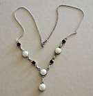 Very Pretty Vintage River Pearl & Amethyst Pendant 925 Silver Necklace #2