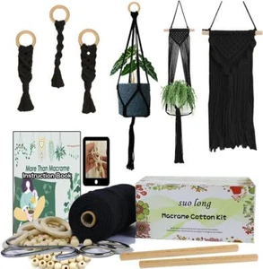 Juegos de macramé para adultos Kit de macramé para hacer perchas de plantas con cuentas de madera - Imagen 1 de 7