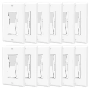 3-fach einpolig dimmbar Schiebe Wippe Dimmer Schalter Abdeckplatte inklusive 12x - Bild 1 von 8