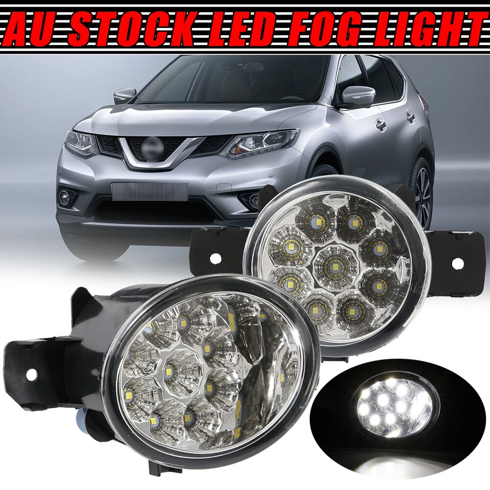 Pair Front Bumper Driving Lamps White LED Fog Lights For Nissan X-trail T30 T32 - image 1 of 4