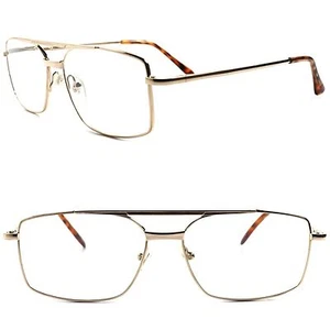 Classic Old Fashioned Mens Womens Gunmetal Rectangle Frame 2.00 Reading Glasses - Picture 1 of 4