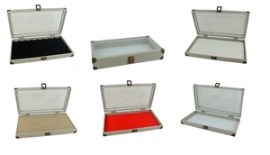 Grey Linen Wooden Glass Lid Display Case With Choice Of Display Jewellery Insert - Picture 1 of 102
