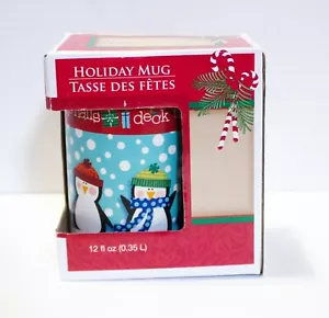 Feiertagsbecher 12 Unzen Deck The Halls Penguins Holiday Greenbrier NEU IN BESCHÄDIGTER BOX - Bild 1 von 7