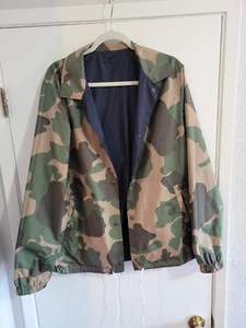 NICE ORIGINAL PENGUIN Sapphire Green CAMO Reversible Windbreaker Jacket LARGE - Picture 1 of 9