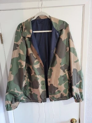 NICE ORIGINAL PENGUIN Sapphire Green CAMO Reversible Windbreaker Jacket LARGE - Image 1 of 4