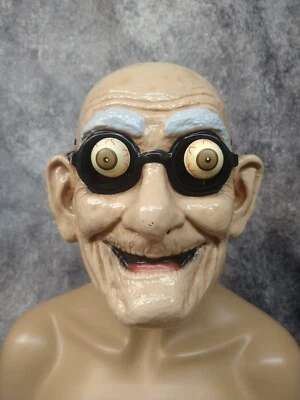 Gramps Costume Mask Googly Bulging Shaking Eyes Old Man Grandpa Uncle Fester NEW - Image 1 of 4