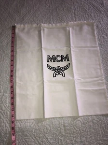 MCM White Brushed Cotton Canvas Drawstring Dust Bag 19” X 16 Size M New - Picture 1 of 3