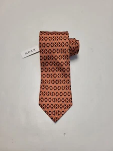 New ETON Men's Tie Burnt Orange Geometric 100% SILK Made In Italy NWT  - Picture 1 of 5