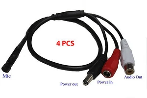 4 PCS High Sensitivity CCTV Microphone for Security Camera & DVR Surveillance - Picture 1 of 3
