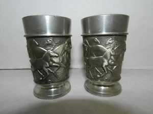 Feinzinn GES.GESCH. NK W Germany Pewter Footed Shot Glass FEIN ZINN Pair T28K - Picture 1 of 8