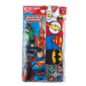 Justice League Boys 5-Pack Assorted Briefs Super Heroes Ropa Interior Talla 4, 6, 8 - Imagen 1 de 1