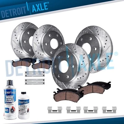 Front & Rear Drilled Rotors Ceramic Brake Pads for 2004 2005 QX56 Armada Titan - Image 1 of 4