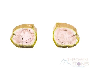 Cabujones de cristal de turmalina de sandía cruda - piedra de nacimiento, par de piedras preciosas, 39605 - Imagen 1 de 5